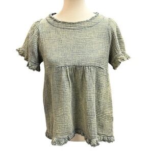 Umgee Light Green Boho Hippie Textured 100% Cotton Top - Size Small
